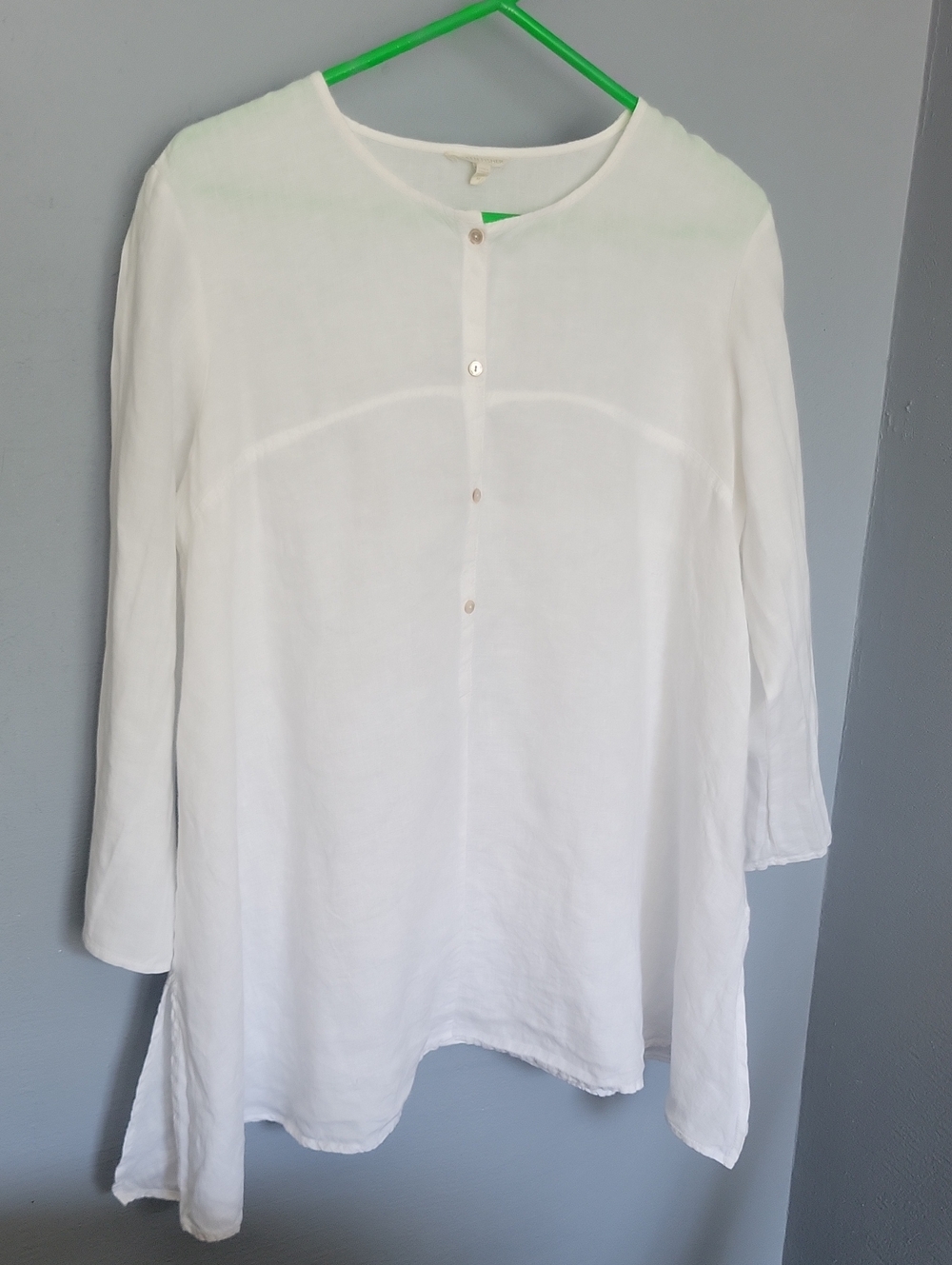 Eileen Fisher White Long-Sleeve Button Tunic